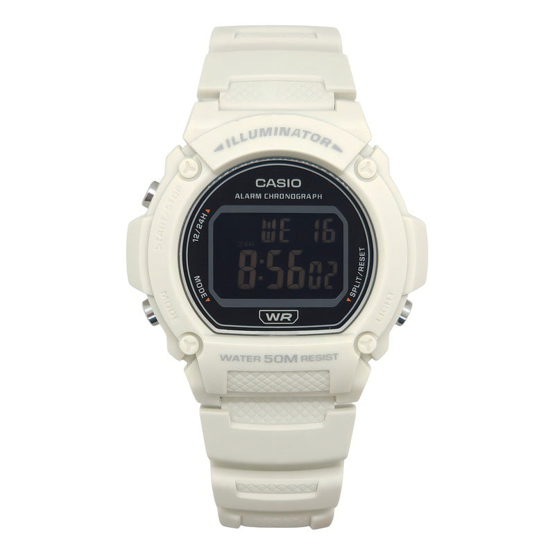 Reloj Pulsera Digital Casio W-219hc-8bvdf Con Correa De Resina Color Blanco - Bisel Negro