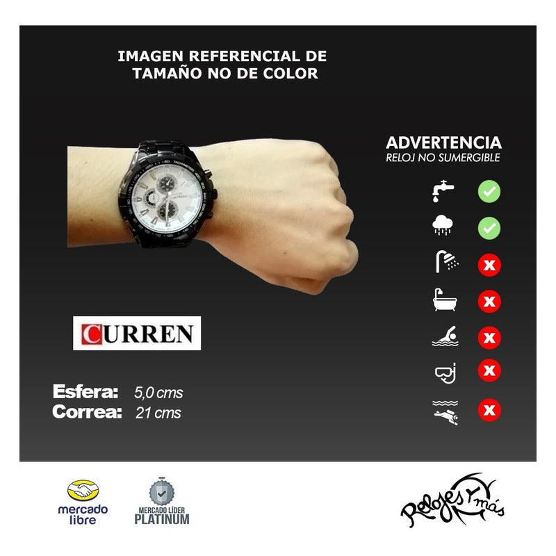 Reloj Curren 8023bkwt-7 Negro Hombre Relojesymas Negro