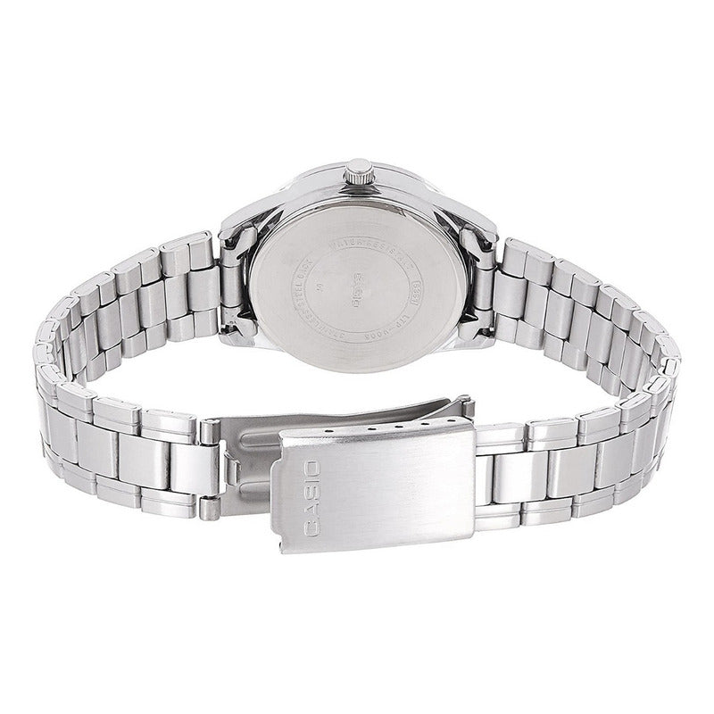 Reloj Casio Mujer Modelo Ltp-v005d-1b Plateado Plata Negro