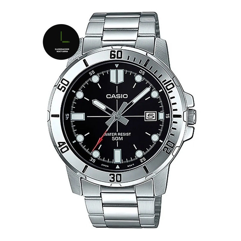 Reloj De Pulsera Casio Dress Mtp-vd01d-1e Relojesymas Plateado Negro