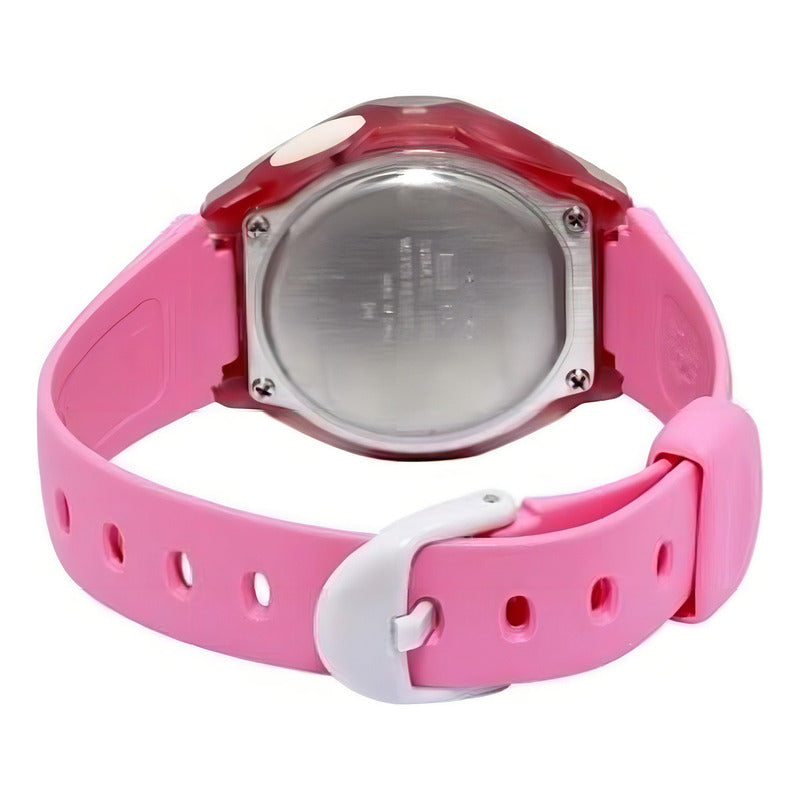 Reloj Pulsera Digital Casio Lw-200-2av Con Correa De Resina Color Rosa - Fondo Gris - Bisel Rosa/plateado