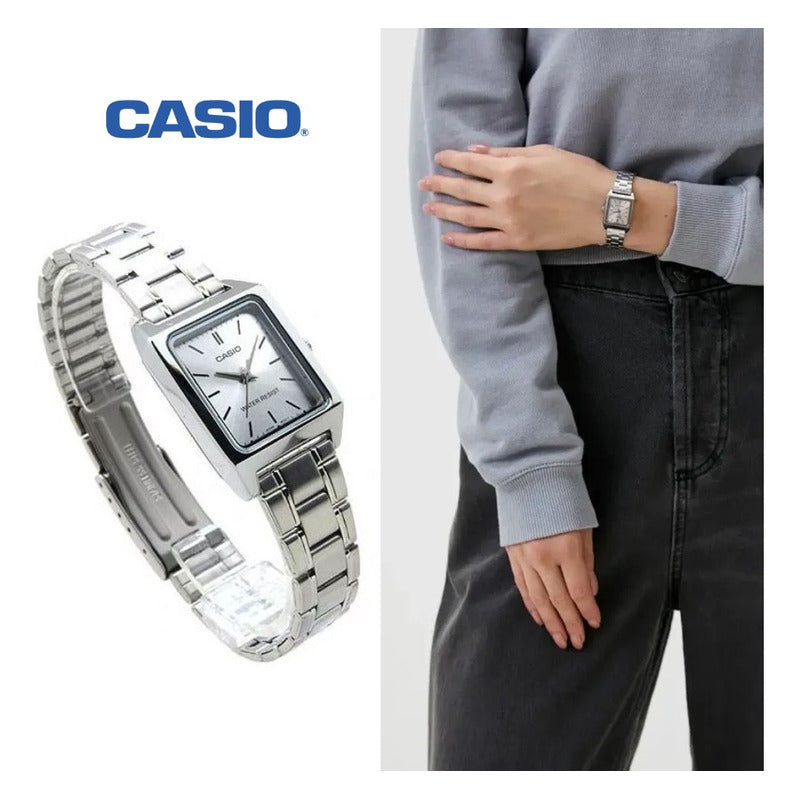 Reloj Casio Dama Ltp-v007d-7e, Acero Plateado
