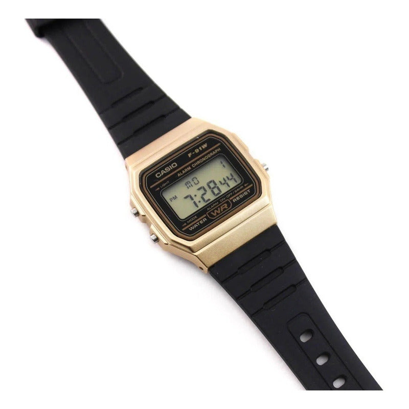 Reloj De Pulsera Casio Collection F-91wm-9a Relojesymas Negro Dorado