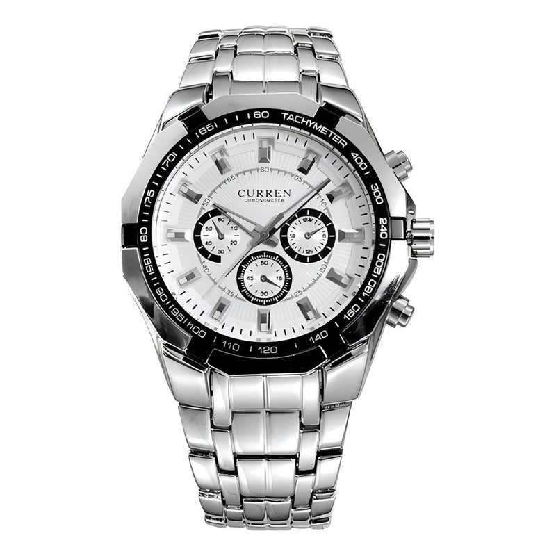 Reloj De Acero Inoxidable Resistente Al Agua Curren Para Hom Color Del Bisel Blanco