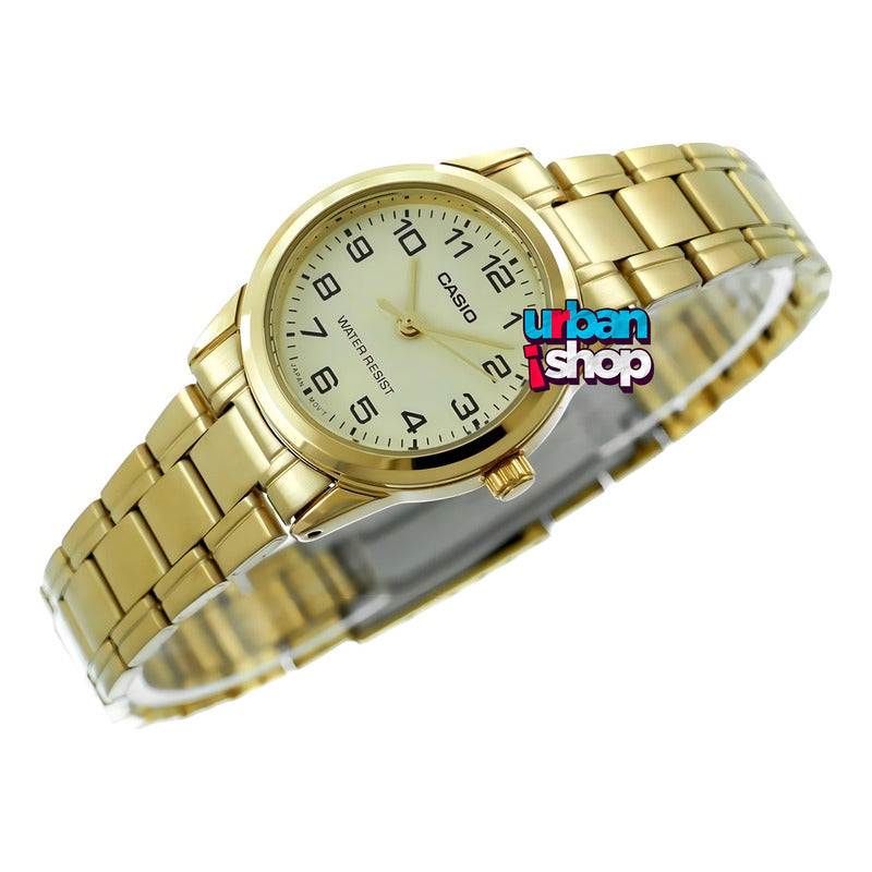 Reloj Mujer Casio Ltp-v001g-9budf Dorado 9b