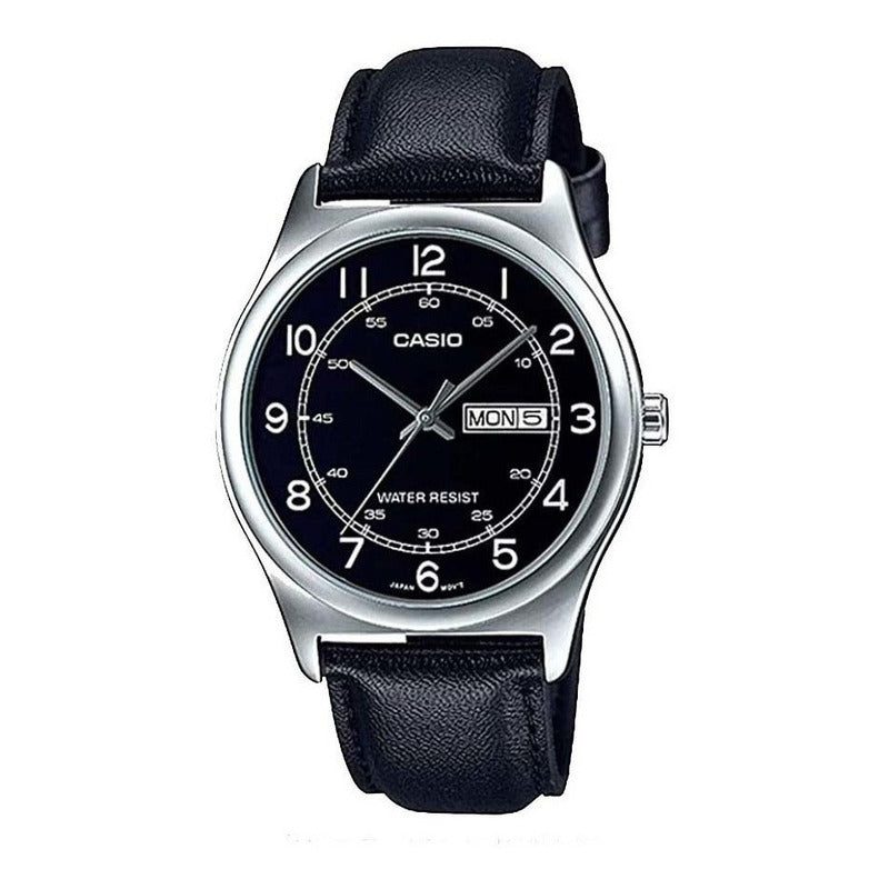 Reloj Casio Hombre Mtp-v006l-1b2 Calendario Original Mtp-v006l-1b2 Plateado Negro