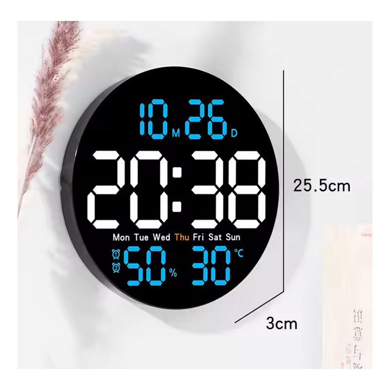 Pared Pantalla Digital 1555 Negro 25 Cm Led Fecha Temp