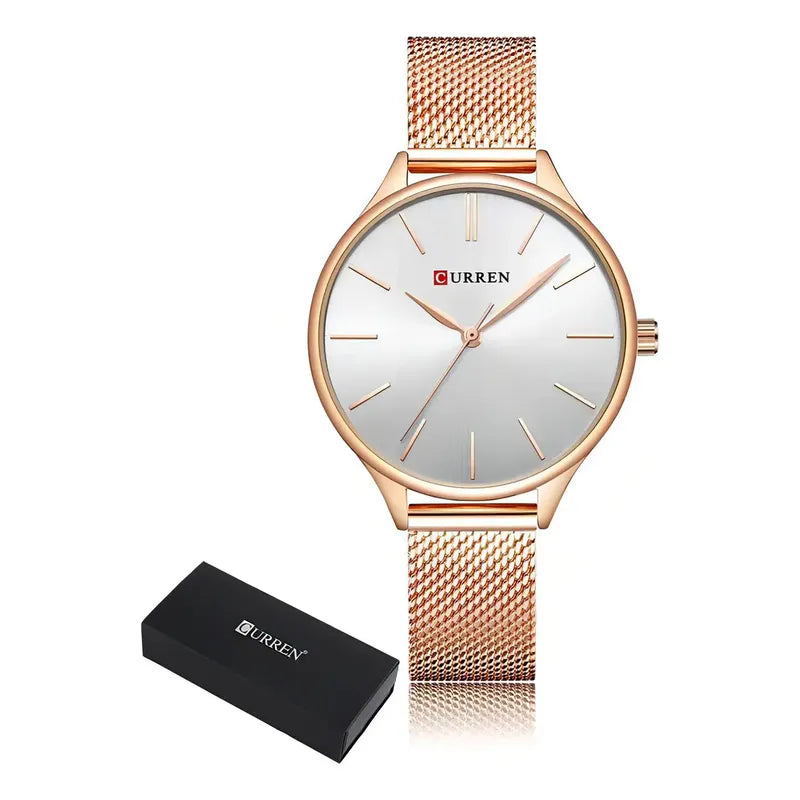 Relojes Modernos De Cuarzo Curren 9024-2 Rose White Dorado White
