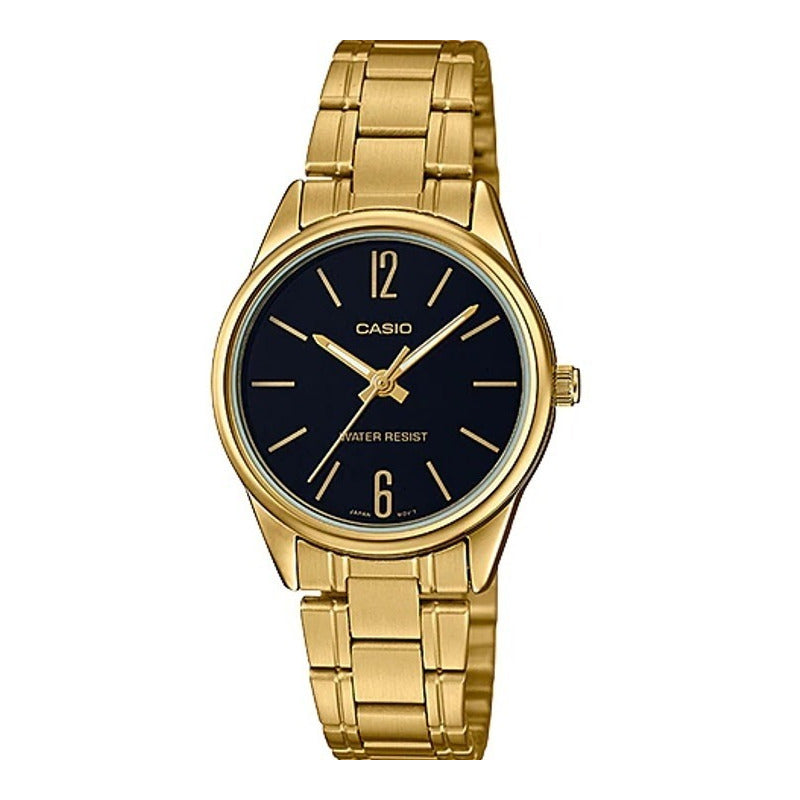 Reloj Casio Ltpv005 Mujer Dorado Negro Relojesymas