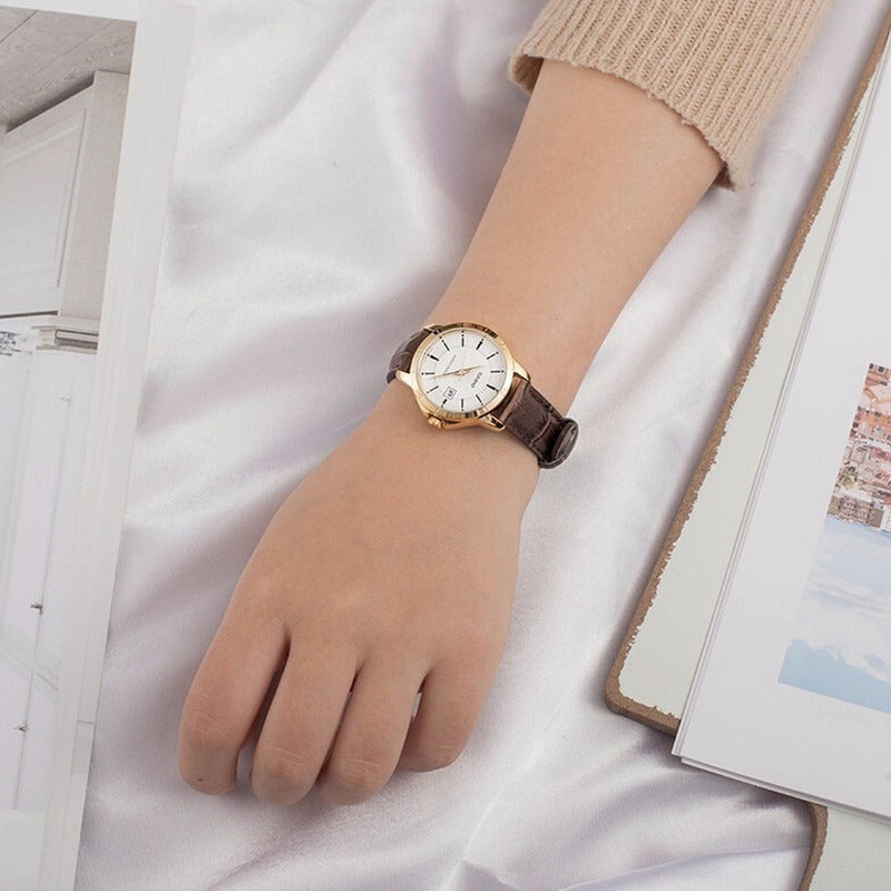Reloj Casio Mujer Ltp-v004gl-7audf Café