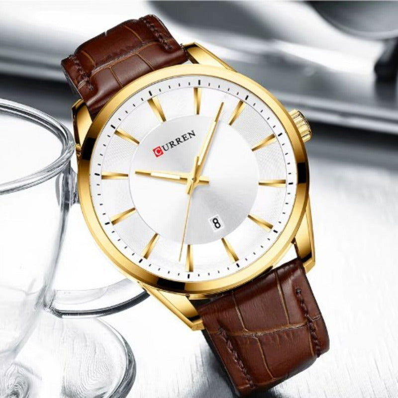 Reloj Para Hombre Curren 8365-4 Krec751802 Café Dorado
