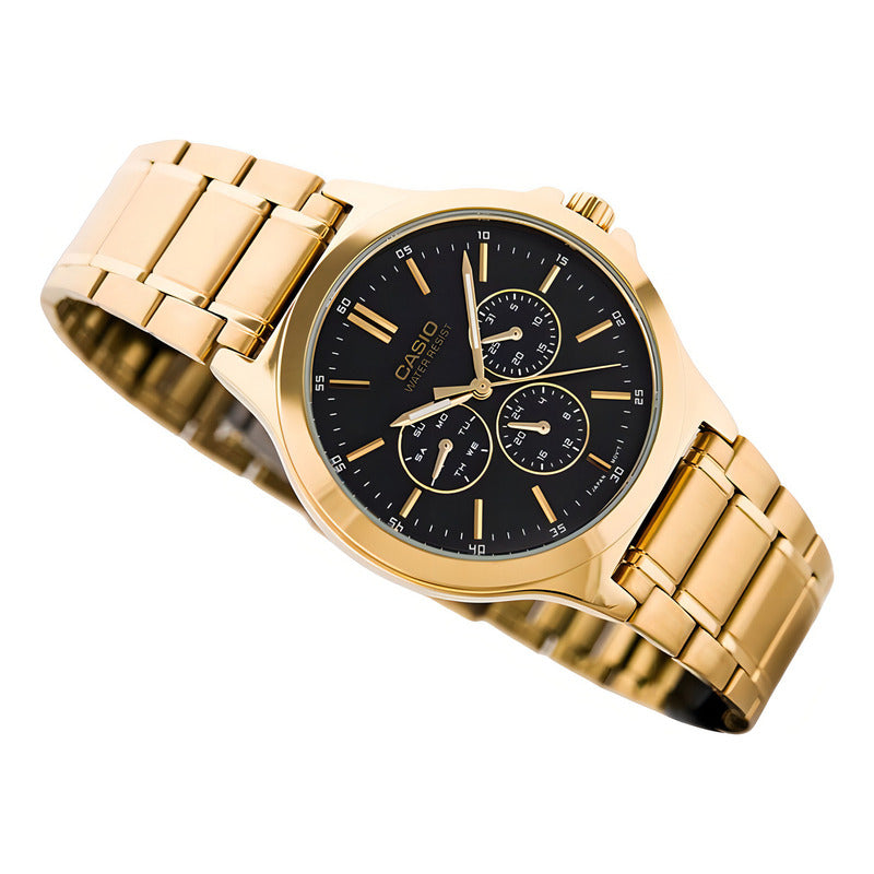 Reloj Casio Mtp_v300g_1a Cuarzo Hombre Color De La Correa Dorado