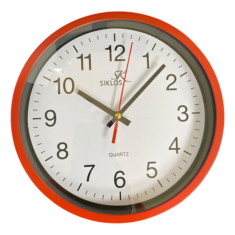 Reloj De Pared Analógico Siklos Gb-8081 Rojo Vintage 20cm Blanco