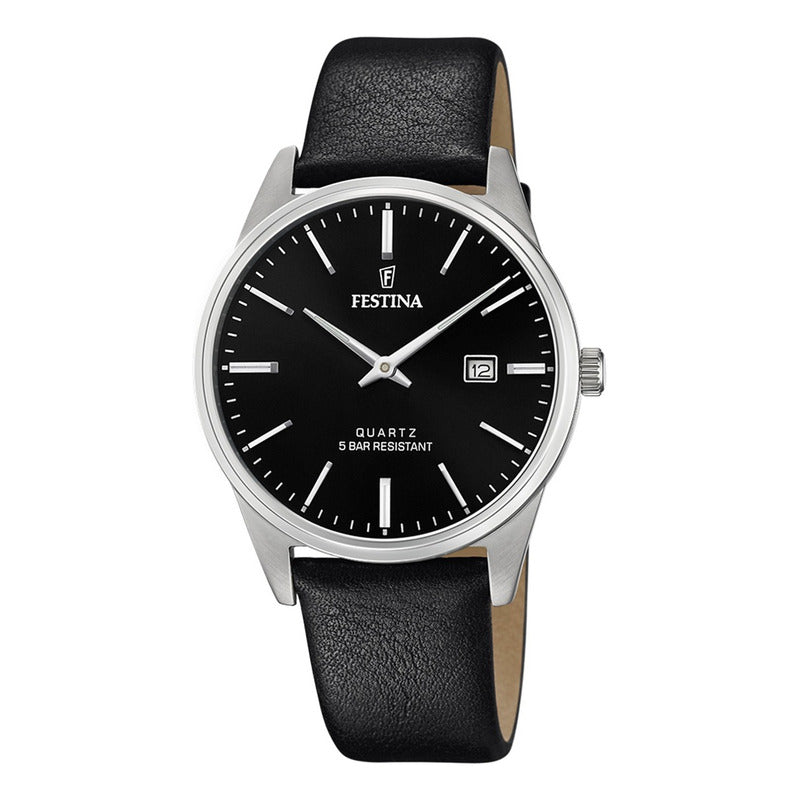 Reloj Hombre Festina F20512/4 Fechero Negro Analógico Negro Plateado