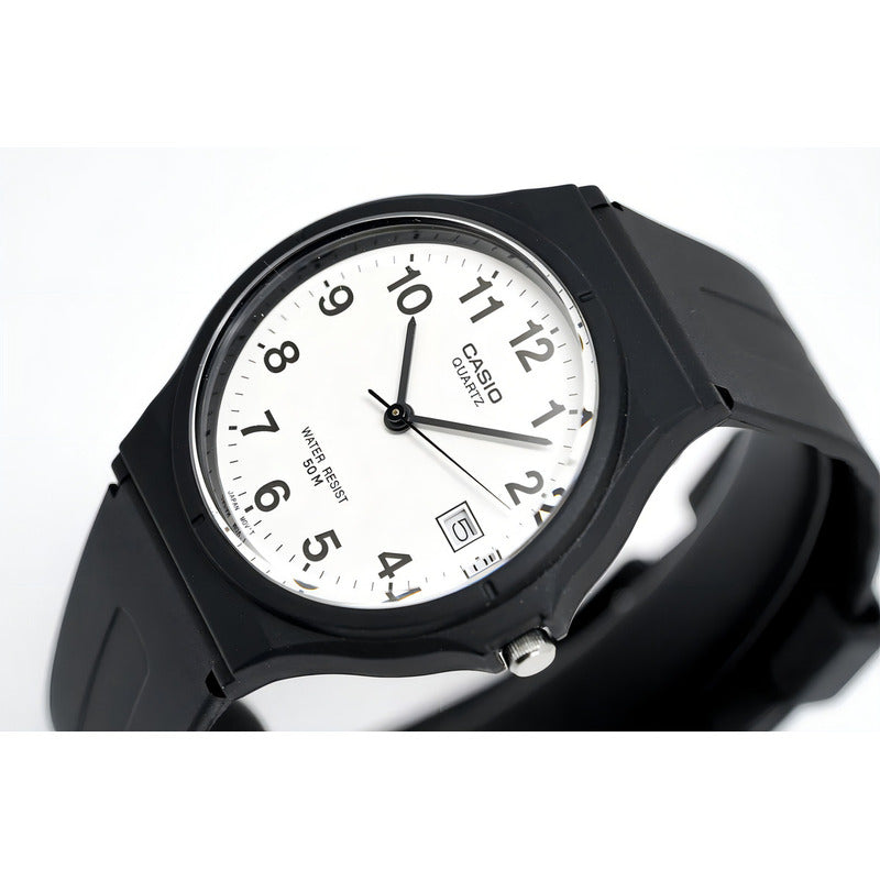 Reloj Casio Original Mw-59-7b Hombre Analogico Fecha Color De La Malla Negro Color Del Fondo Blanco