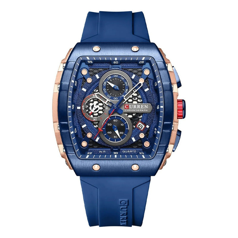 Reloj Curren Resina Cronografo 8443-4 Azul Negro