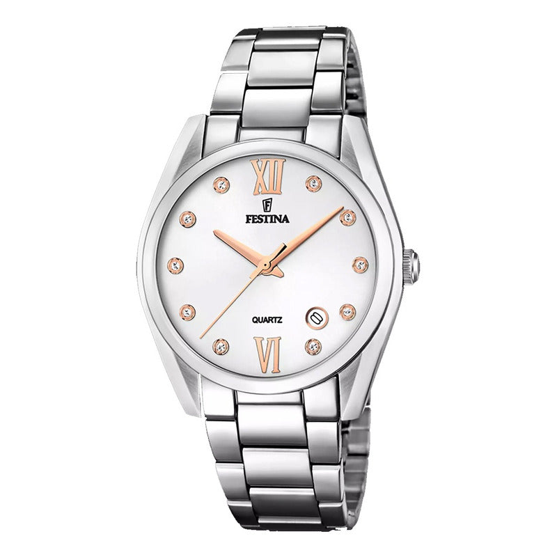 Reloj Festina The Originals F16790/a Mujer Calendario Plateado
