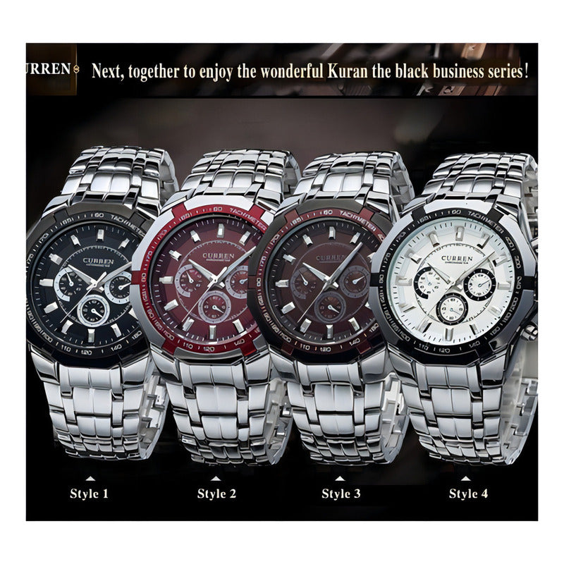 Reloj De Acero Inoxidable Resistente Al Agua Curren Para Hom Color Del Bisel Blanco