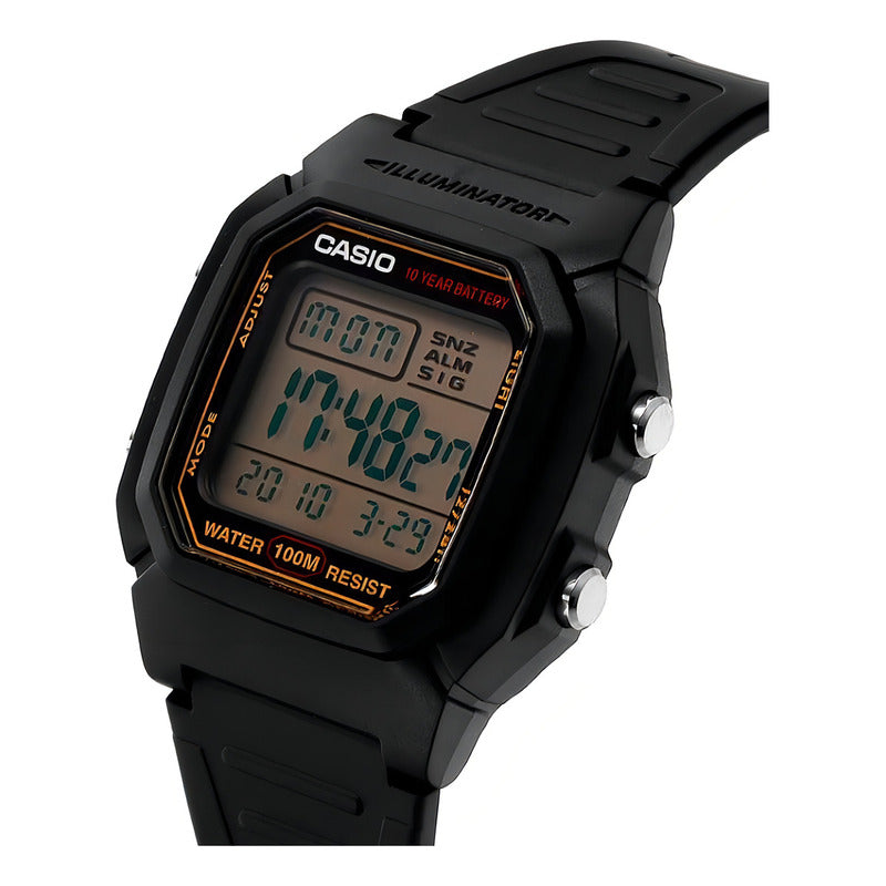 Reloj Pulsera Casio Digital Con Correa De Resina Color Negro - Fondo Blanco