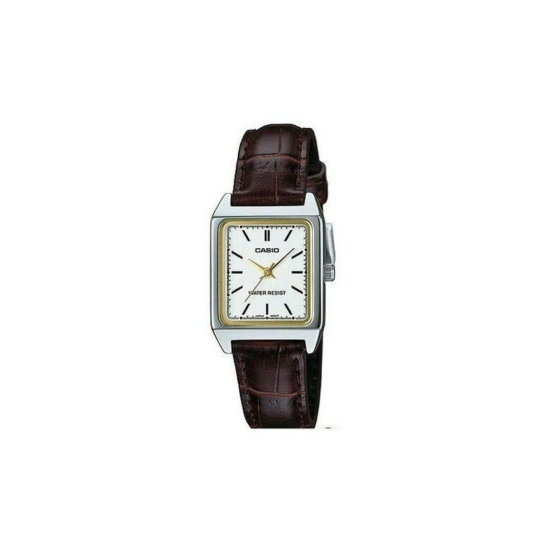 Reloj Casio Dama Modelo Ltp-v007l-7e2 Relojesymas Café Plateado Blanco