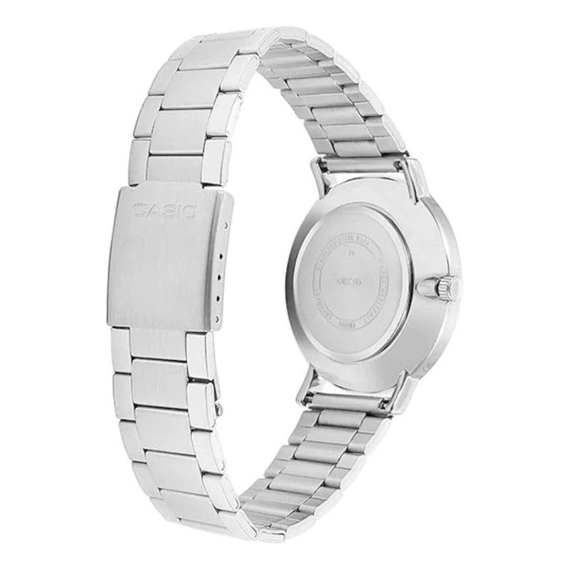 Reloj Mujer Casio Ltp-vt01d-2b Plateado Análogo Color Del Fondo Azul Marino