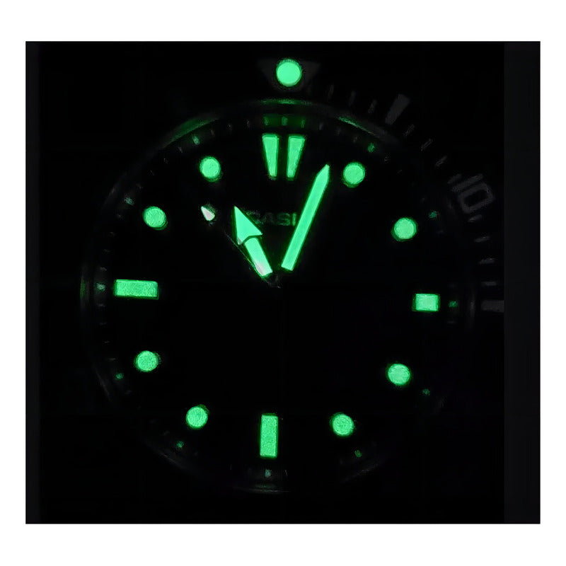 Reloj Casio Hombre Mdv-107d-1a3 Analogico 200m Acero Inox Color De La Malla Plateado Color Del Bisel Rojo Y Azul Color Del Fondo Negro