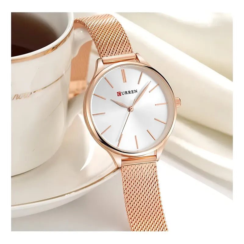 Relojes Modernos De Cuarzo Curren 9024-2 Rose White Dorado White