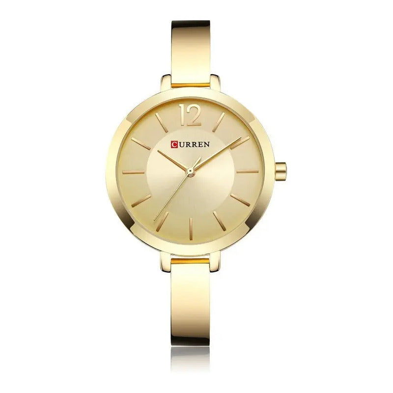Correa De Reloj Analógica Elegante Curren 9012 Para Mujer, Bisel Dorado