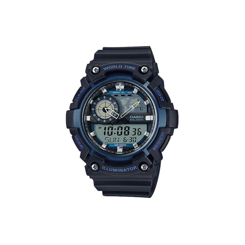 Reloj Pulsera Casio Aeq-200w-2avdf Color Negro