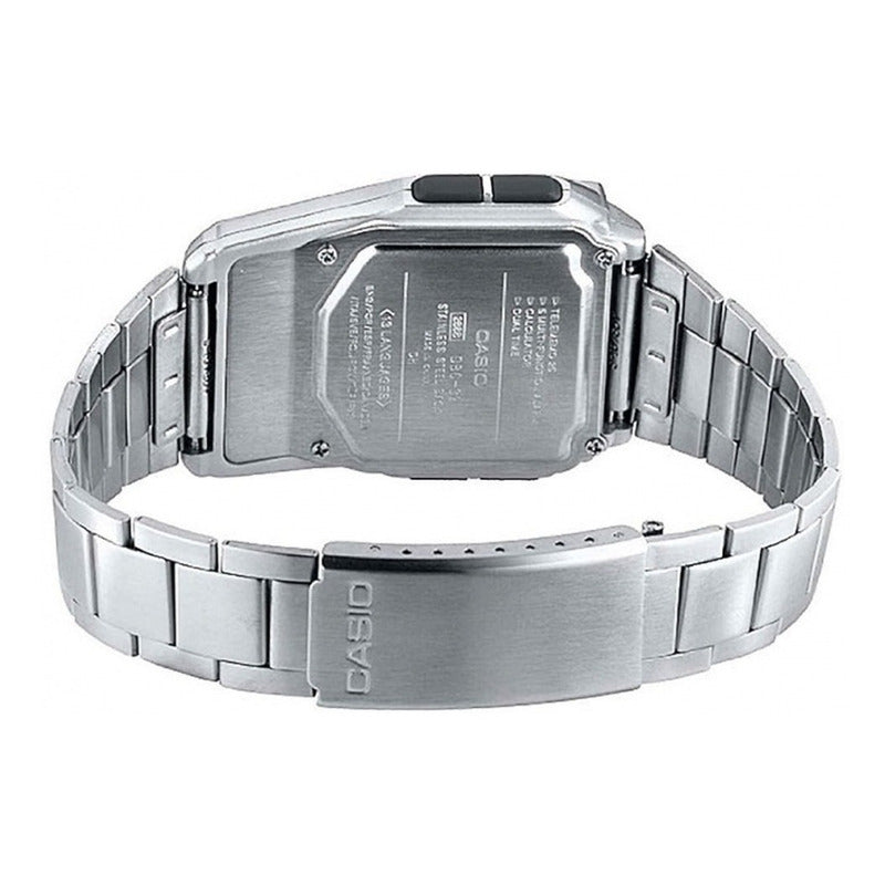 Reloj Pulsera Digital Casio Dbc-32d-1a Con Correa De Acero Inoxidable Color Plateado Plata Azul