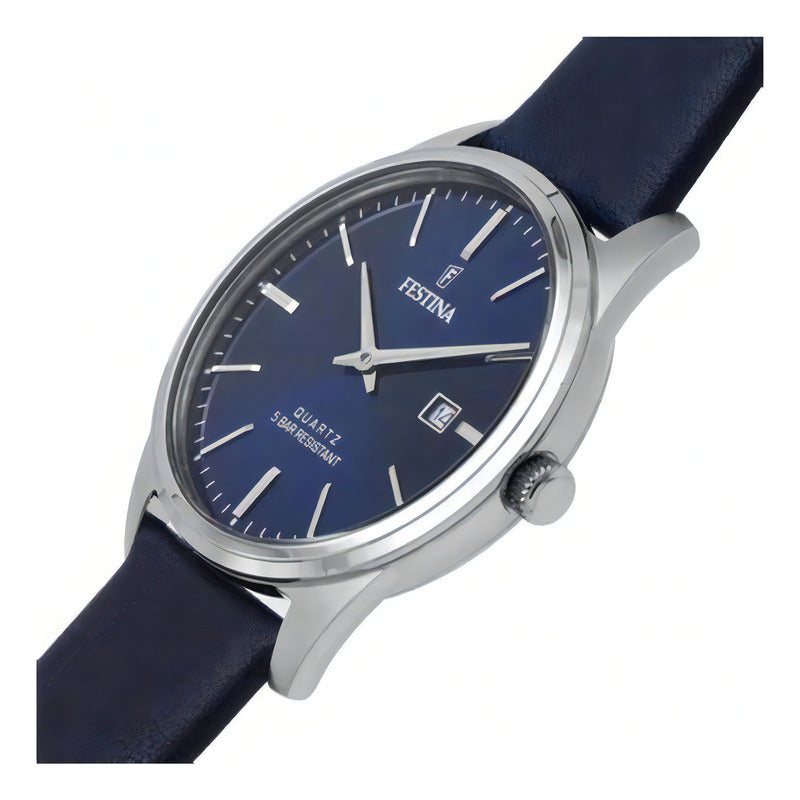 Reloj Festina F20512/3 Azul Para Hombre Plateado