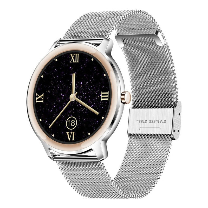 Reloj Smartwatch R18 Plateado Metal Bluetooth  Milanese Dorado