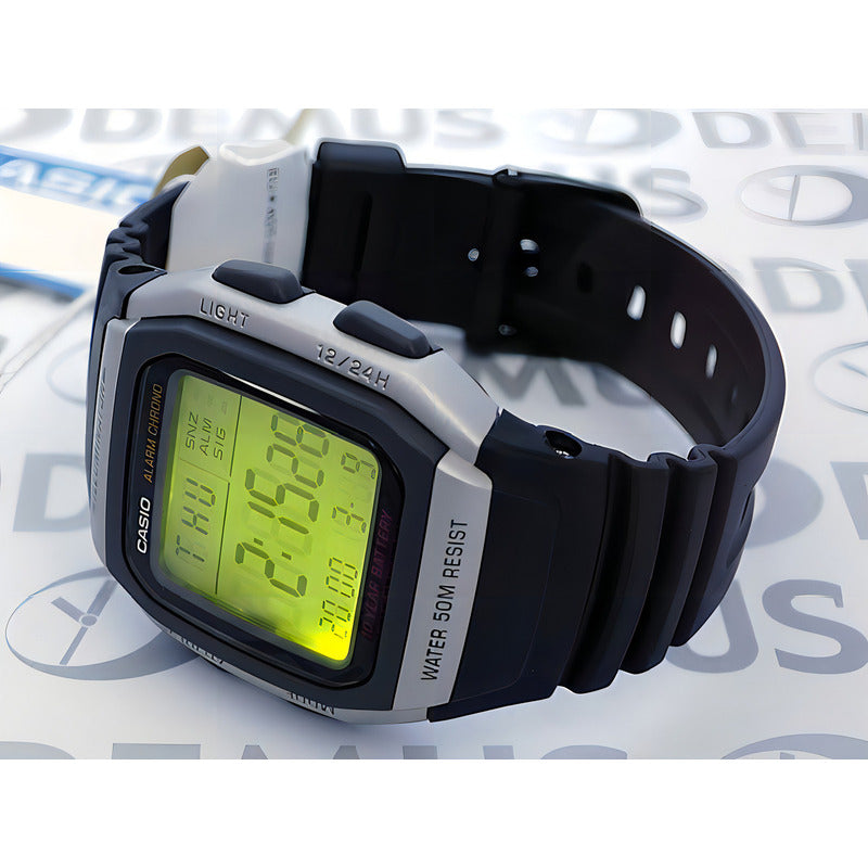 Reloj Casio Hombre Retro W-96h-1a 10 Años De Bateria Grat Color Del Fondo Agua Negro Plateado