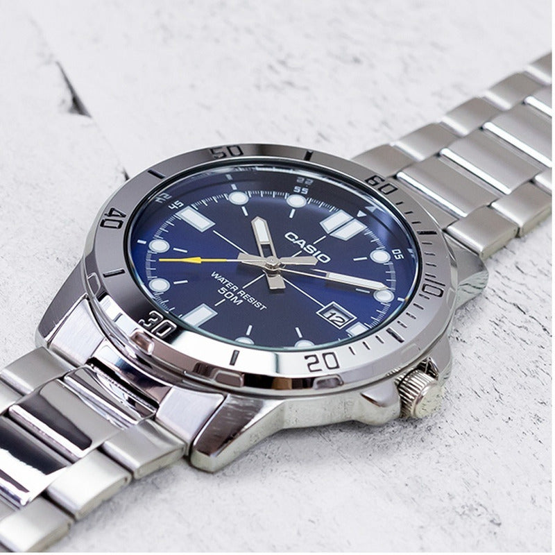 Reloj Casio Hombre Mtp-vd01d-2e Original Plateado Azul
