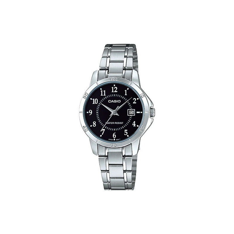 Reloj Casio Mujer Ltpv004d-1b Original Plateado Negro Ltp-v004d-1b