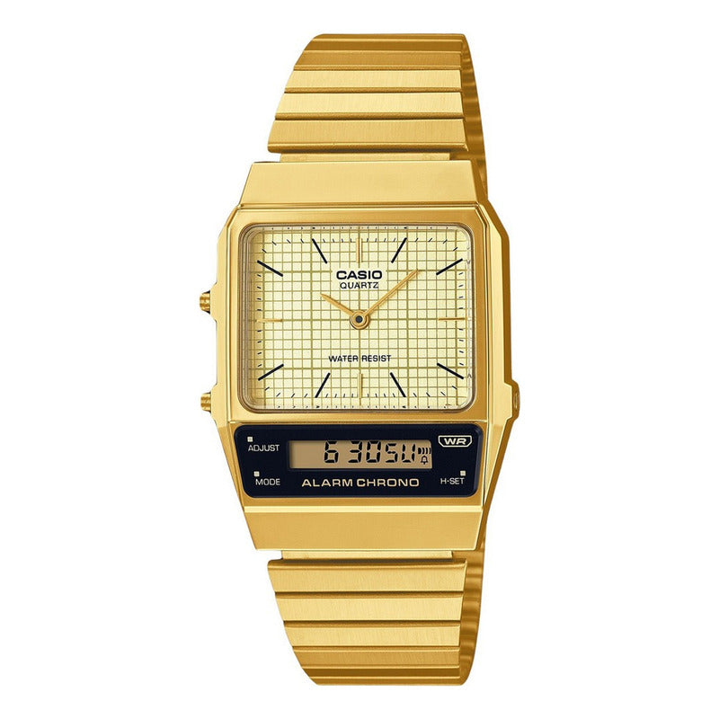 Reloj Casio Analogo Digital Metal Aq-800eg-9a Original Dorado