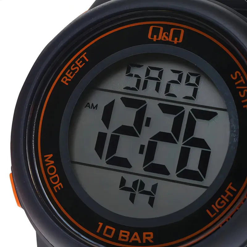 Reloj Q&q Hombre Casual Negro Vr19j019y Color De La Correa Azul/naranja