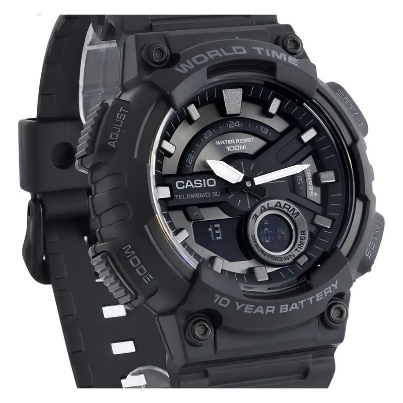 Reloj Casio Aeq-110w-1bv De Hombre, Analógico-digital Con Cronógrafo Y Alarma Negro