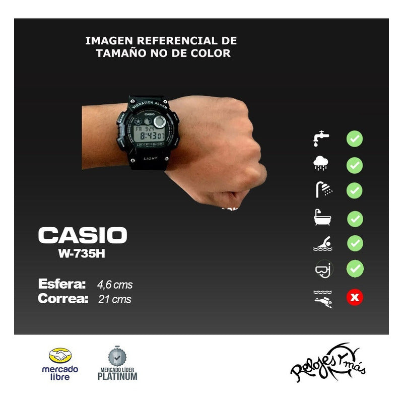 Reloj Casio Core W-735h-1a2 Relojesymas