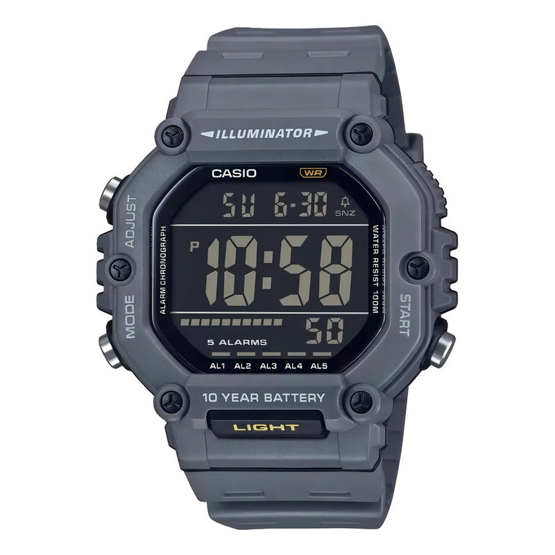 Reloj Digital Casio Illuminator Para Hombre, Resistencia Al Agua 100m Gris Oscuro Azul Acero