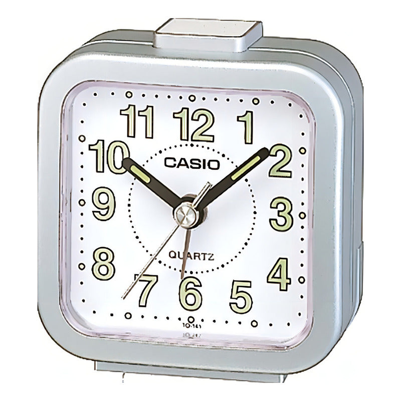 Reloj Despertador Analogico Casio Tq-141-8d Luz Numeros Grandes. Gris