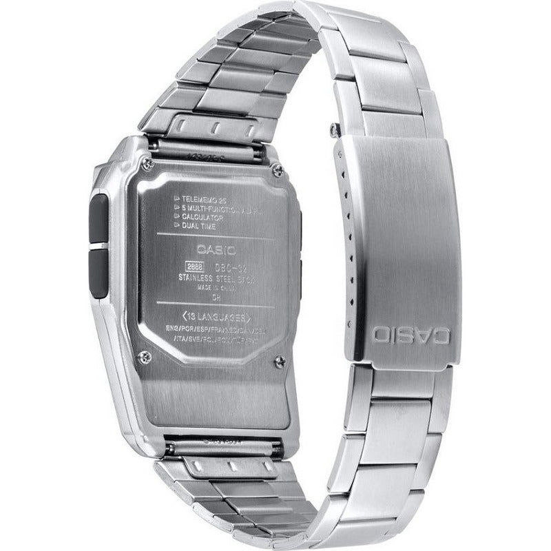 Reloj Calculadora Casio  Data Bank Dbc-32d Relojesymas Plateado Azul