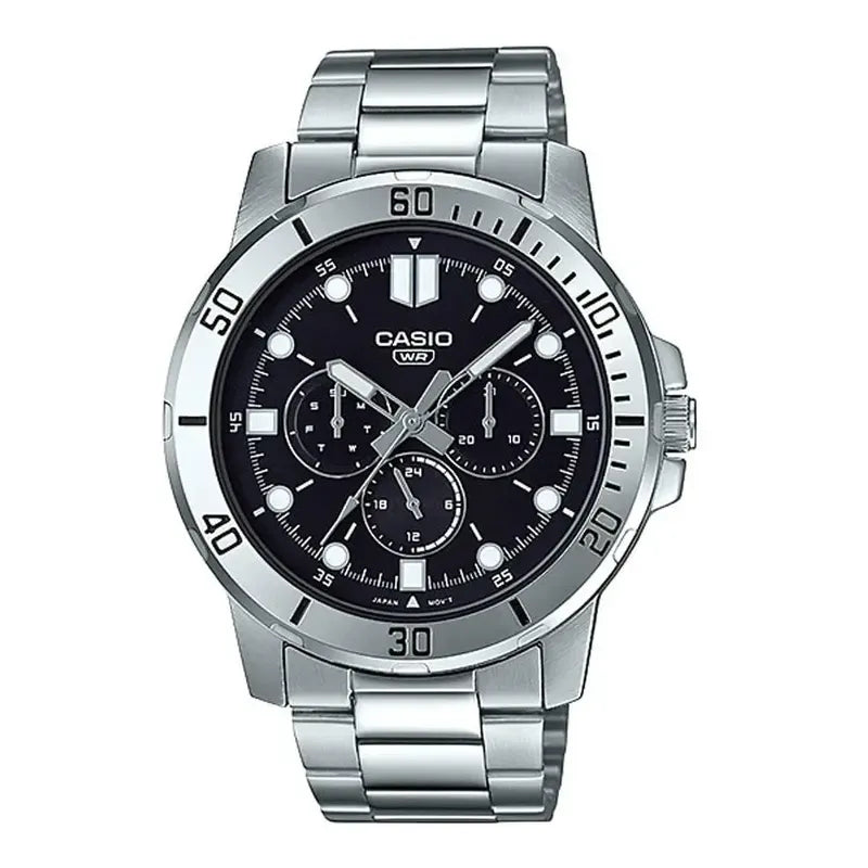 Reloj Casio Hombre Mtp-vd300d Colores Surtidos/relojesymas Correa Plateado Bisel Plateado Fondo Negro 1e