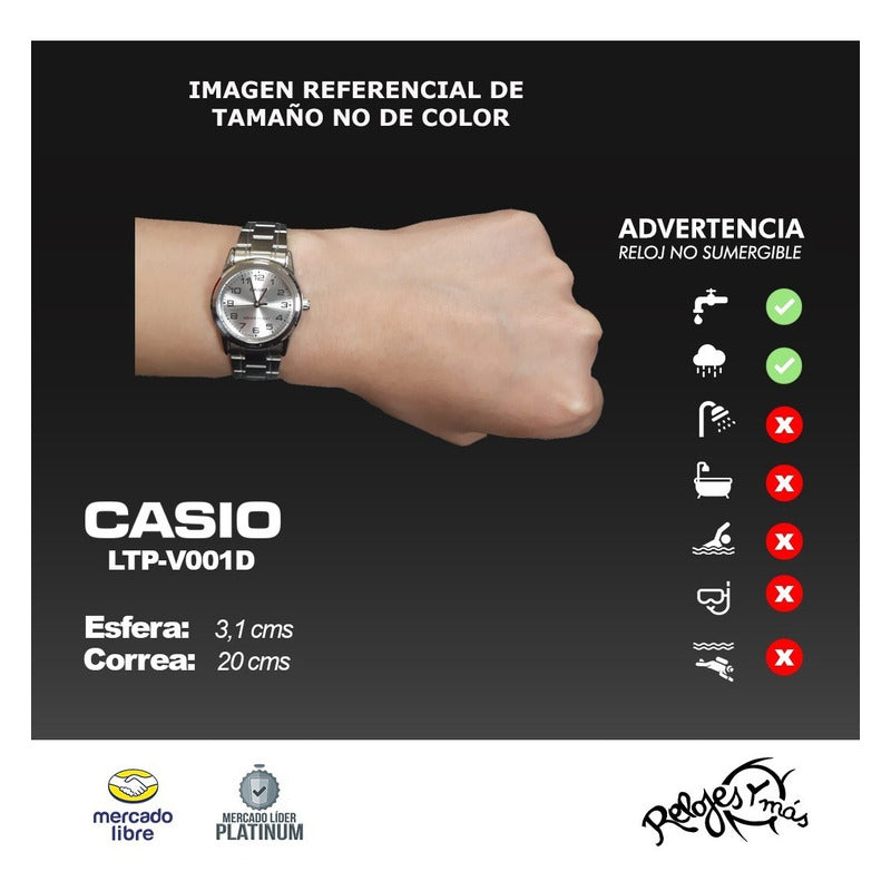 Reloj  Casio Dama Ltp-v001d-7b Relojesymas Plateado Plateado 7b