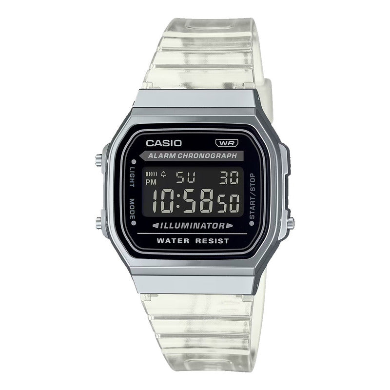 Reloj Casio A-168xes-1b Original Trasparente Gris Negro