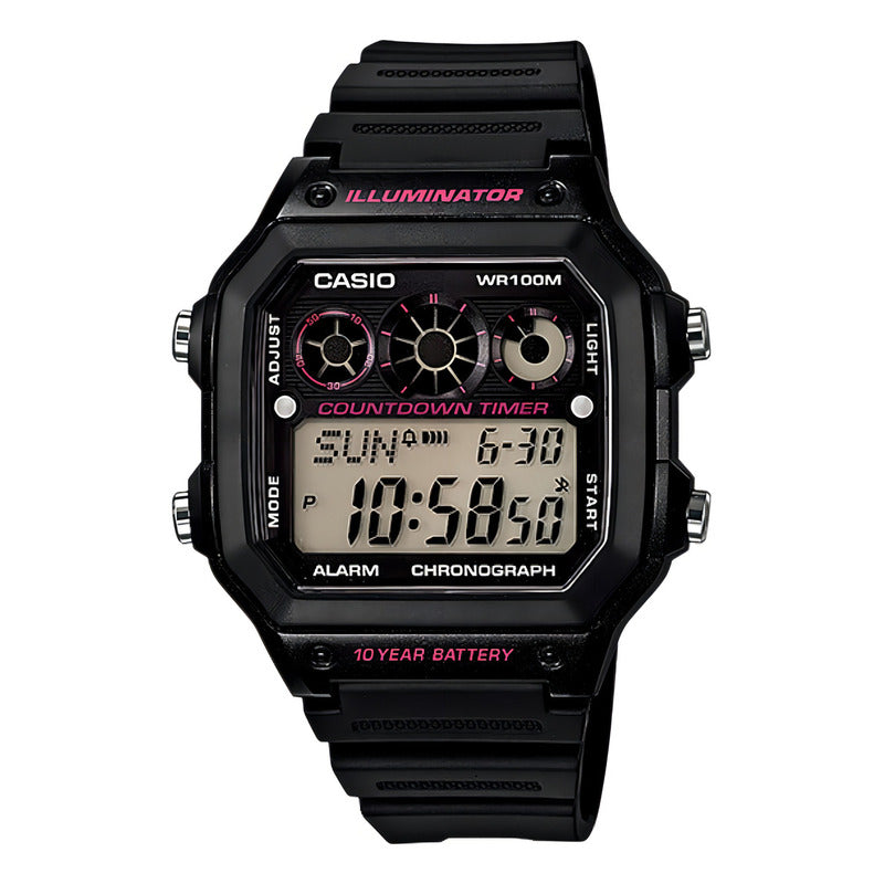 Reloj Pulsera Digital Casio Ae-1300wh-1a2 Con Correa De Resina Color Negro