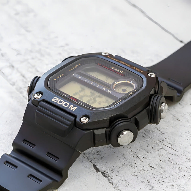 Reloj Pulsera Digital Casio Dw-291 Con Correa De Resina Color Negro - Fondo Beige