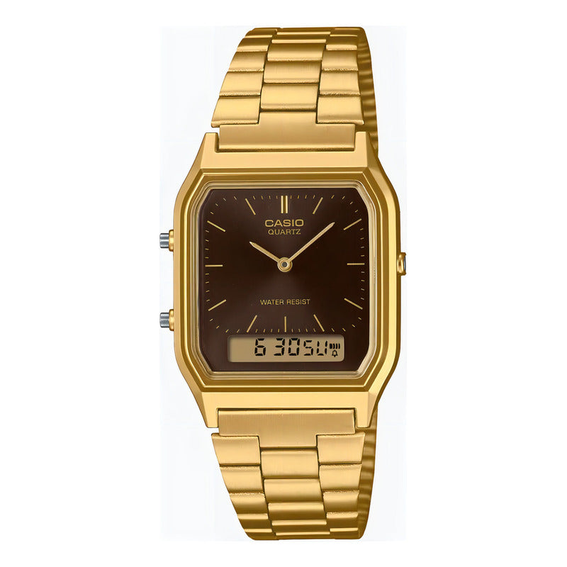 Reloj Casio Aq-230ga-5a Análogo Digital Dorado Blanco