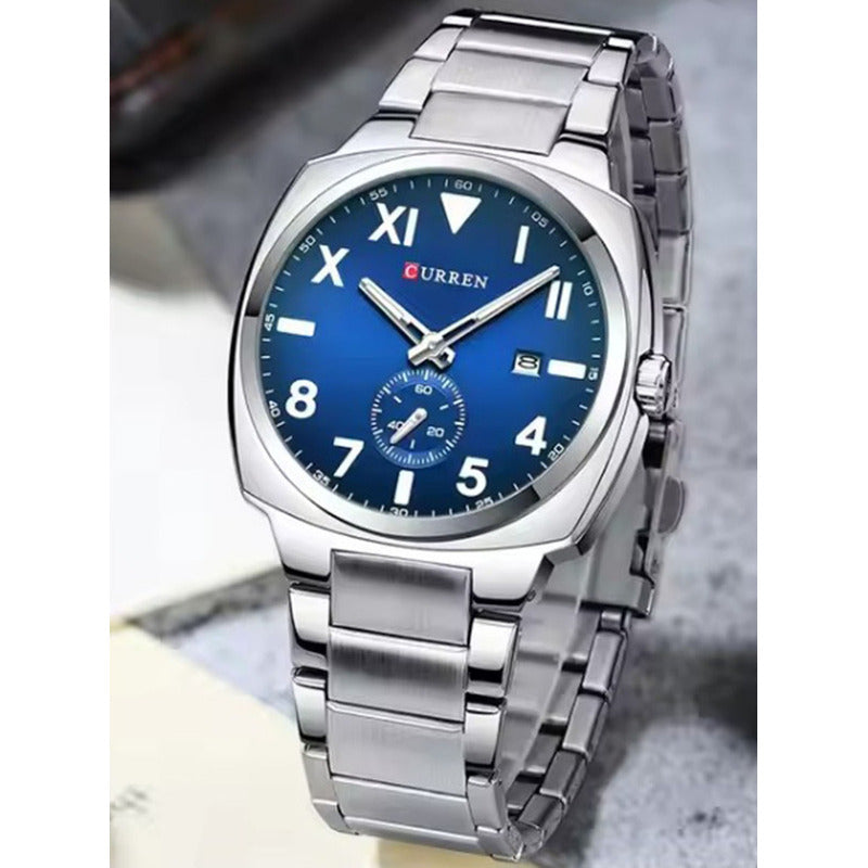 Pulsera Curren 8472-2 Moderna Y Elegante Plateado Azul