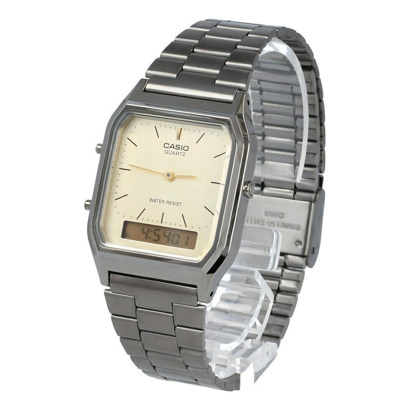 Reloj Casio Aq-230 Analógico-digital Plateado Con Alarma Blanco